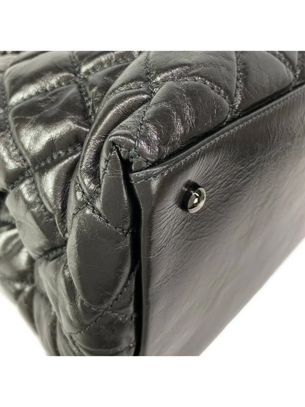 Chanel Tote Bag Chain Me Metallic Gray Shoulder Silver